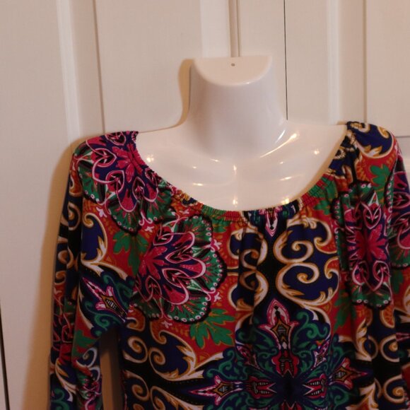 Win Win Colorful Bell Sleeve Tunic Top/Mini Dress Size Large/XL Fun and Funky - Picture 10 of 11